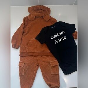 Old Navy Tan Corduroy Hoodie Set-free custom onesie